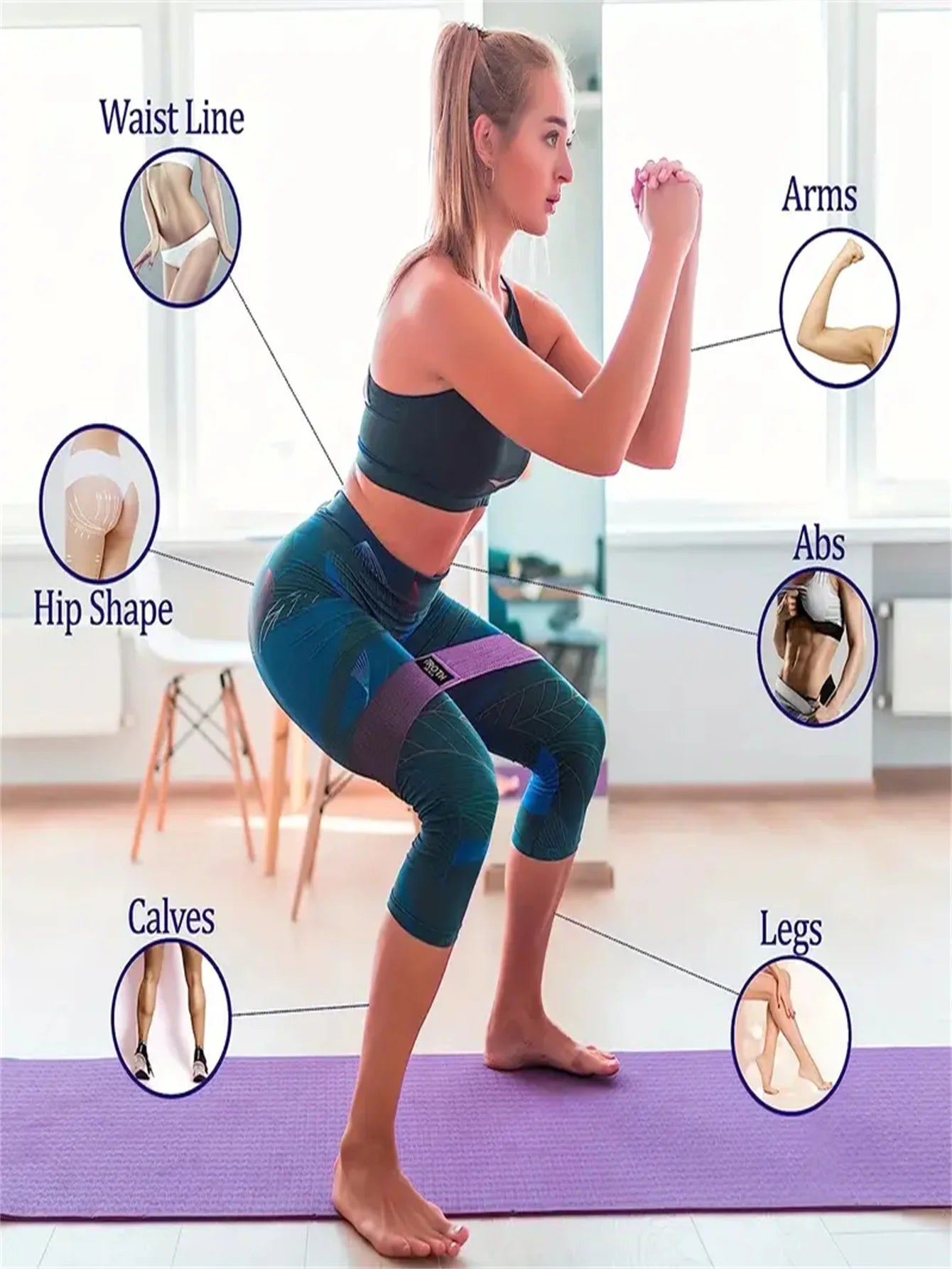 Pilates Yoga Resistance Bands - Booty & Leg Workout Flex Bands