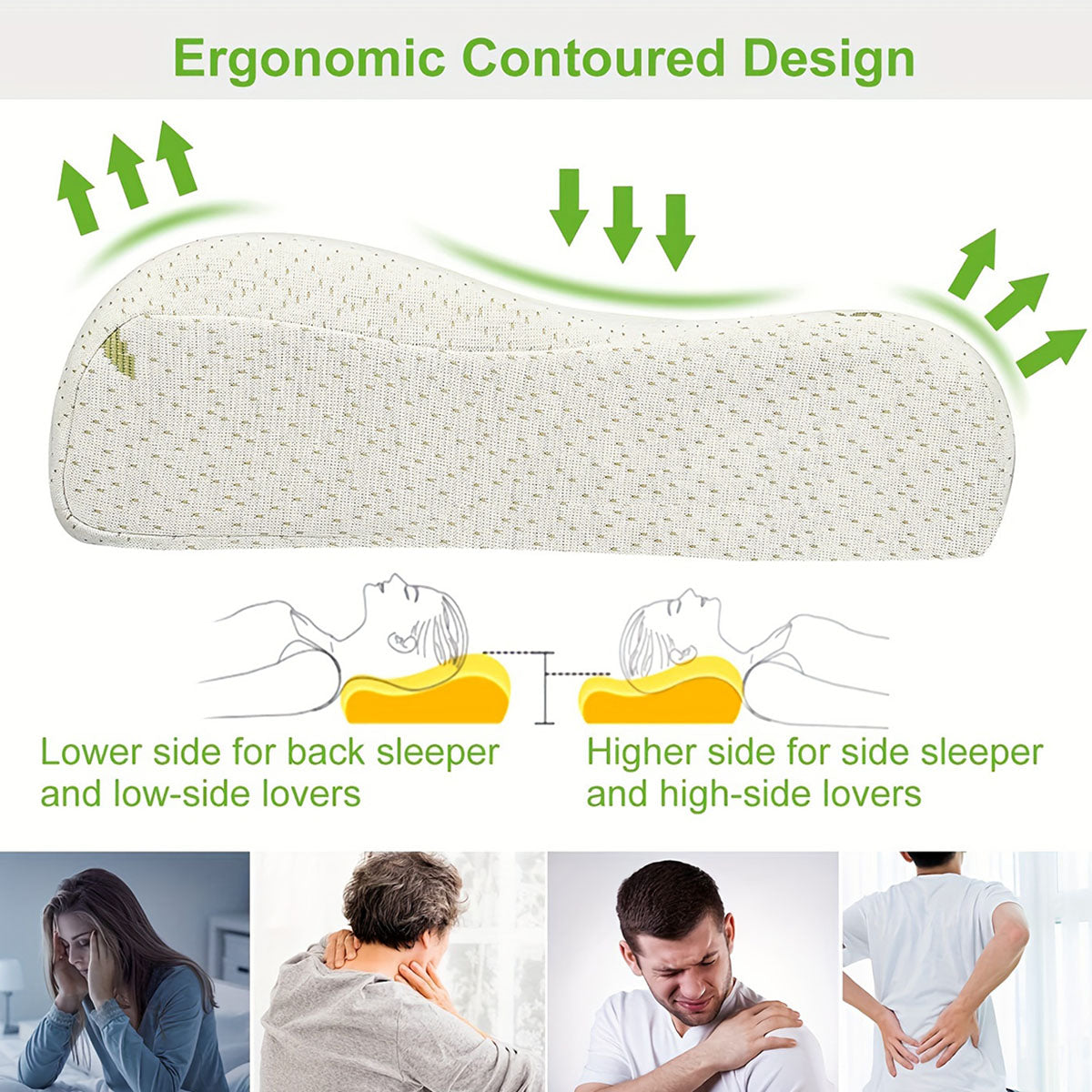 Bamboo Memory Foam Pillow - Cervical Orthopedic Neck Support
