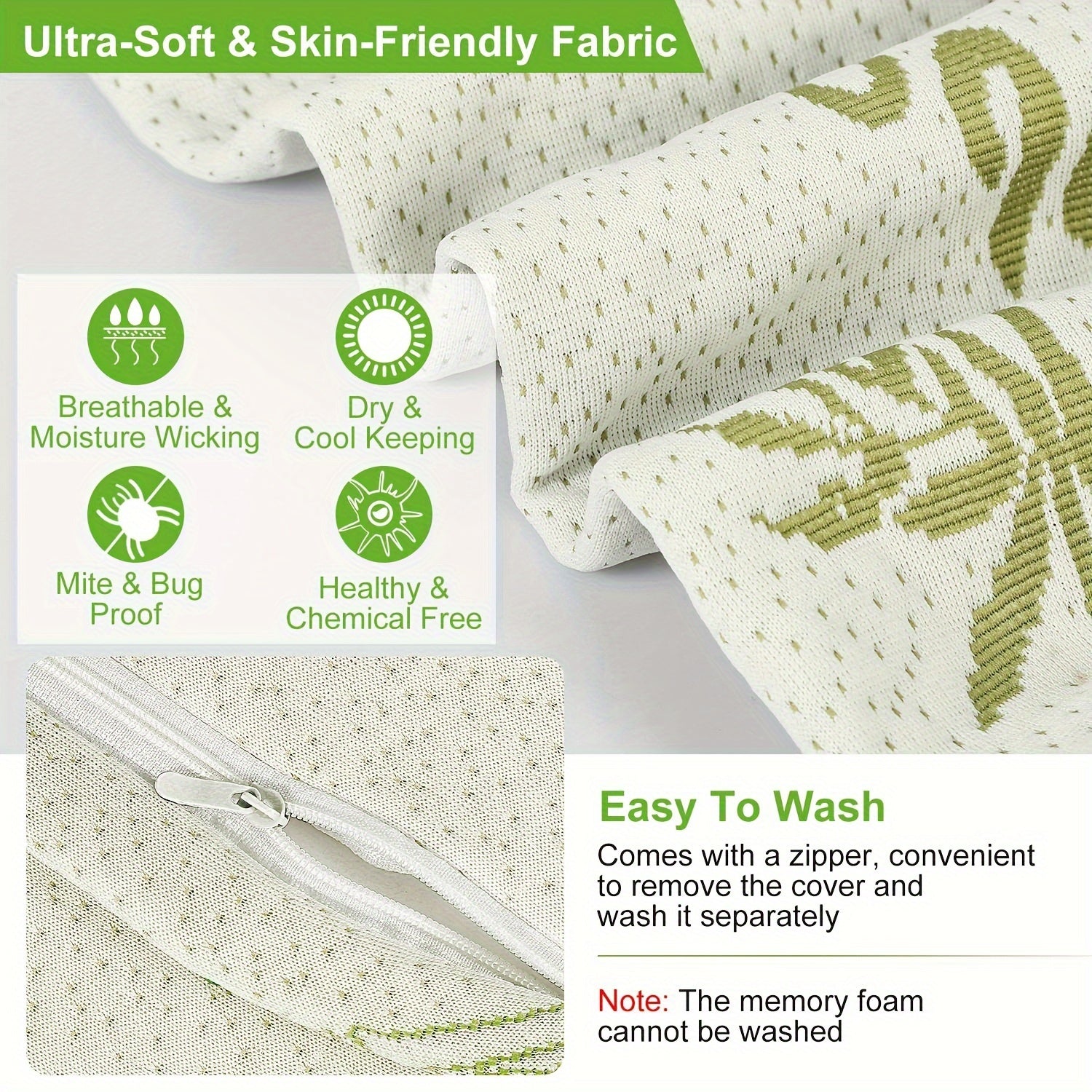 Bamboo Memory Foam Pillow - Cervical Orthopedic Neck Support